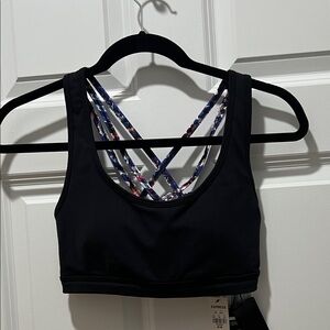 Express Black Sports Bra with Colorful Crisscross Straps